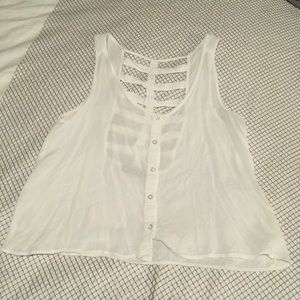 White cut out back crop top